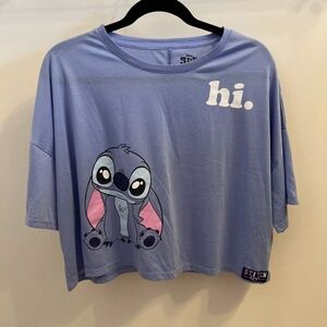 disney stitch size large sleep crop tee shirt